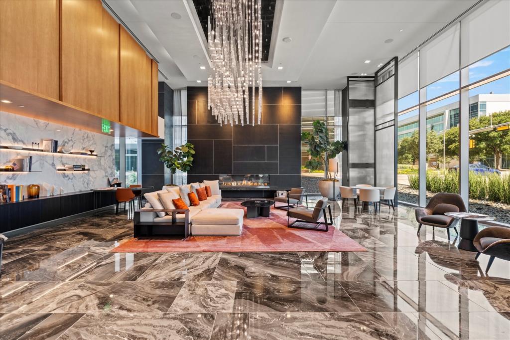 Windrose Tower is more than a residence—it’s a statement of luxury, privacy, and sophistication in one of North Texas’s most prestigious addresses.

Ideally located in the heart of Legacy West, this home offers effortless access to DFW International and Love Field airports, as well as premier shopping, dining, sports, and entertainment the surrounding area has to offer.

Experience lock-and-leave luxury living at Windrose Tower, an architectural landmark in Plano’s premier urban destination. This stunning 10th-floor northwest-corner residence blends modern sophistication with timeless design, offering 2 bedrooms, 2.5 baths.

Floor-to-ceiling windows frame sweeping city and sunset views, while the open-concept layout flows seamlessly between living, dining, and entertaining spaces. The wrap-around balcony—complete with a sleek gas fireplace—creates the perfect setting for both relaxation and stylish gatherings.

The chef’s kitchen features a bold quartzite waterfall island, Wolf 5-burner gas cooktop, Sub-Zero refrigerator, built-in oven, and custom cabinetry. Warm hardwood floors, designer lighting, and curated finishes elevate the living experience.

The primary suite is a peaceful retreat with a spa-inspired marble bath, deep soaking tub, oversized walk-in shower, dual vanities, and generous closet space. The secondary bedroom includes an en-suite marble bath and spacious closet, offering privacy and comfort for guests.

Windrose Tower provides residents an exceptional array of amenities, including 24-hour concierge and valet service, a resort-style saltwater pool with cabanas, fitness and wellness center, golf simulator, wine lounge, conference rooms, outdoor kitchens, landscaped terraces, and a pet spa. Two beautifully appointed guest suites are also available for visitors. Additional features include two assigned parking spaces (#235 and #236) in the secure, gated garage near the elevator and lobby, plus a private storage unit.