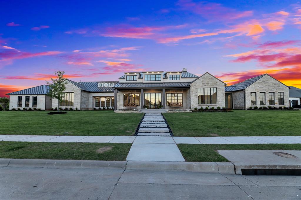 2024 new construction with pool by Hewitt Custom Homes. This Santa Ynez inspired home seamlessly blends modern sophistication with timeless elegance. A striking facade of limestone & steel sets the stage for the grand entrance. Inside, the open-plan living & kitchen area have a sweeping view of the patio, pool, fireplace, & private courtyard. No detail has been overlooked in this meticulously designed estate. The layout is conducive to many lifestyles, offering two master suites- one with access to courtyard, private garage, & optional living area or second study. The backyard has an expansive 40 ft pool & spa with dazzling fountains, outdoor kitchen, fire pit & turf play yard. Other notable features include gas lanterns, 5 car garage, paneled appliances, 9x15’ pantry, wine bar, & don’t miss the secret door in the study! Mustang Lakes community offers the luxury of 2 pools, a clubhouse, a state-of-the-art gym, various sports courts, front yard maintenance & more.
