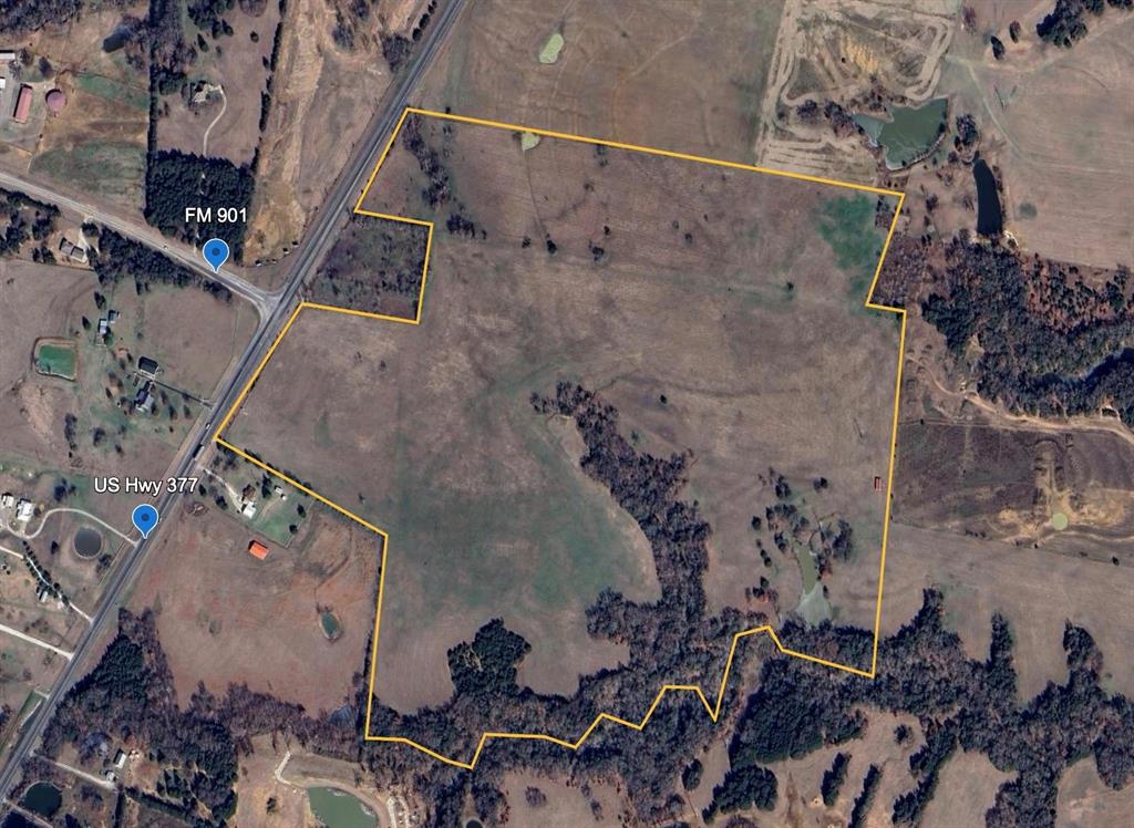 Location! Location! Location!   106 acres with Hwy 377 Frontage just a few miles from Lake Texoma, Cedar Mills Marina, & Walnut Creek Marinas.
Water and electric available.  Property is gently rolling and has lots of possibilities for development.   Trees and a creek line the south side of the property and a few stock tanks are scattered around the property.   Property is fenced and currently used for grazing and hay production and currently has an AG exemption.