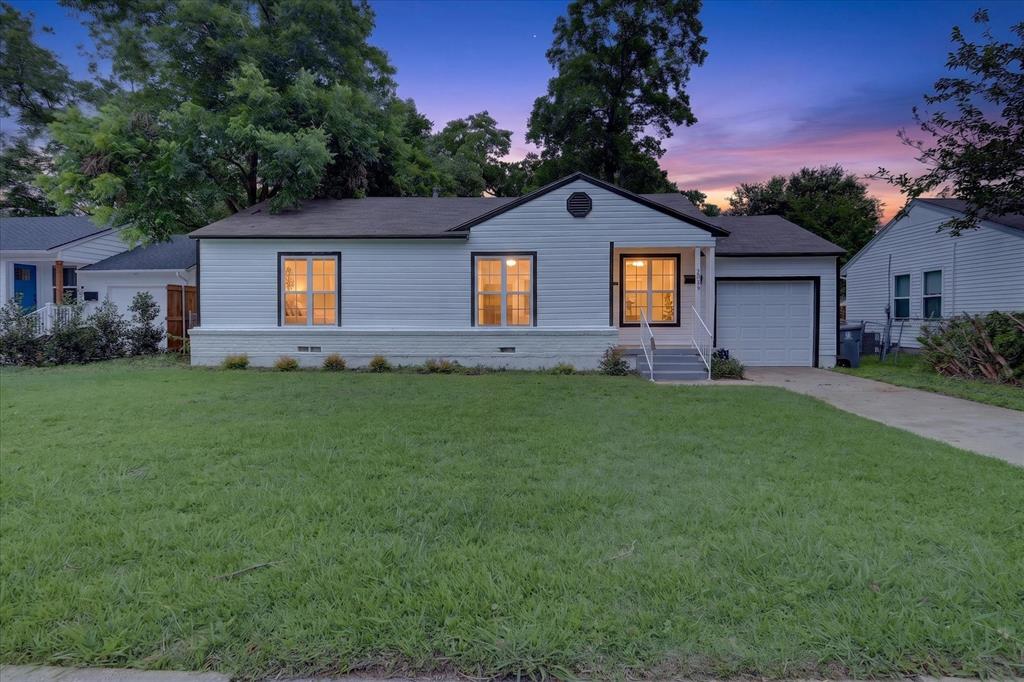 Nested in a prime location, this charming home is yours for the taking.  Front entrance is welcoming with a spacious Living Room and Dining Room space.  The kitchen adorns character ready for meal prep with built in cabinets for storage and an eat in option.  This mid century build also has a Den allowing privacy and space for relaxation.  All appliances are included in this home with a single car garage with a remote. Both bedrooms are tucked away with access to the full bath adorned with built in cabinets including a medicine cabinet. Backyard is very spacious and an open canvas to add any idea for outdoor living and has a storage unit that conveys. With easy access to I30 and I635, as well as Hwys 78, 12, and 80 in addition to being adjacent wo White Rock area and the Dallas Arboretum, this move in ready home adorns all that is needed for a cozy lifestyle. This is a MUST SEE!