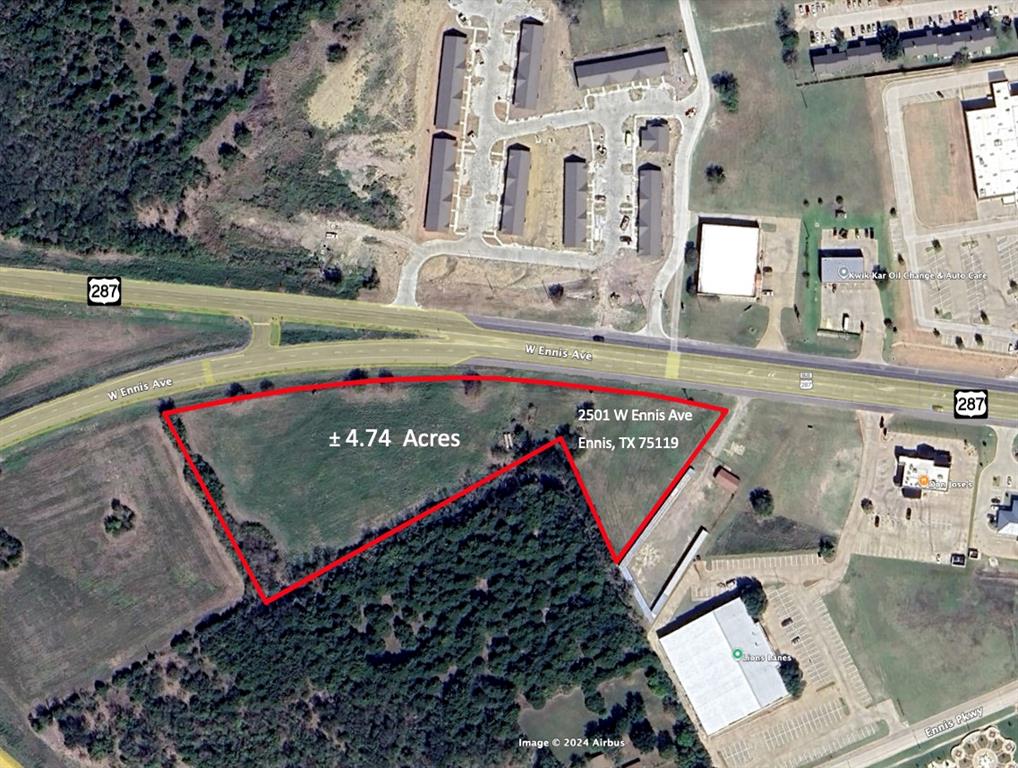 West side of the City of Ennis on West Ennis Avenue, W HWY 287.  Address 2501 W Ennis Avenue, Ennis, TX.