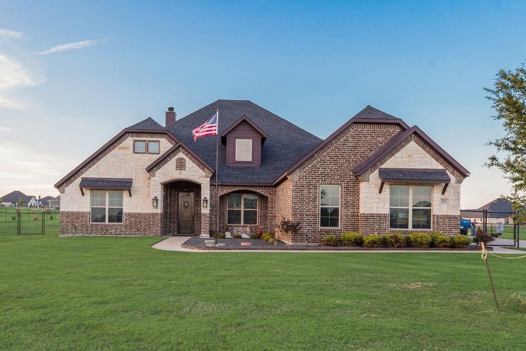 Custom Home in Gated Community of Las Palomas Estates. Country Living with easy access to metroplex via Chisholm Tr Prkwy. This 4 bdrm 3 bath home features Large master with, his and her walk in closet, split living for privacy. Guest room with separate bath, 2 additional bedrooms with Jack & Jill Bath. Kitchen is a chefs dream with double oven, microwave & lots of counter space including island bar. Hand scraped wood
floors throughout the entryway, kitchen, dining, living and office. Relax on your large covered patio while you take in
the view of your one acre lot. The 3 car side entry garage leads into the mud room. House is wired so you can plug in a generator for power. Large 40x40 shop with HVAC, spray foam insulation, insulated doors, epoxy floors. No expense spared. 
Listing information is deemed reliable. Buyer and buyers agent to confirm all listing information.