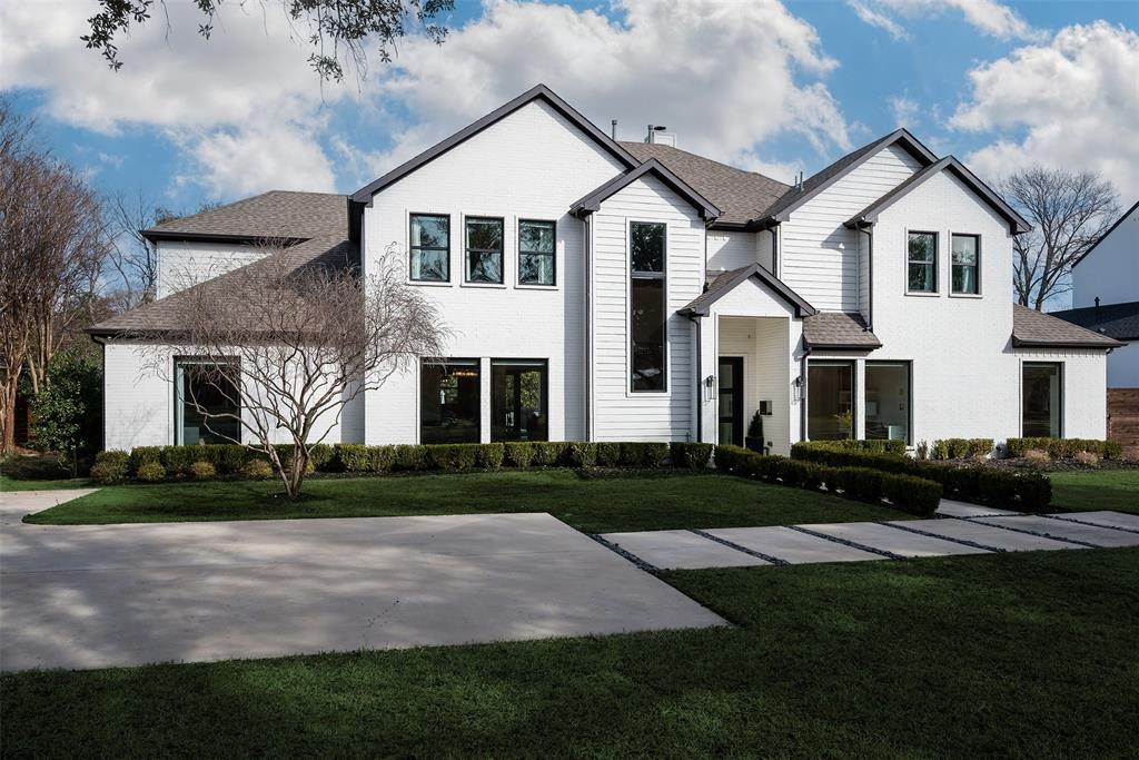Natural light beams throughout this elegant, modern, expansive home.  High ceilings and wide-open floor plan makes for an easy flow from the true chef's kitchen overlooking the family room and covered entertainment patio, water-featured pool, spa and large backyard, to the dining room across from the entryway and office.  Tucked away down the east-side first floor hall, is the large primary bedroom with ensuite bathroom and huge walk-in closet.  A secondary bedroom, bath and closet are behind the kitchen and utility room. Perfect for a nanny, housekeeper or guest who enjoys privacy. 3 bedrooms with baths & walk-in closets on 2nd floor.  Beautiful entry staircase gives all access to a large gameroom, kitchenette and separate media or excercise room for family or guests to enjoy.  Truly a WONDERFULLY MODERN, and HIGHLY LIVABLE, home, centrally located to some of Dallas' best private and public schools, shopping, restaurants, parks and hiking&biking trail (Northaven Trail)