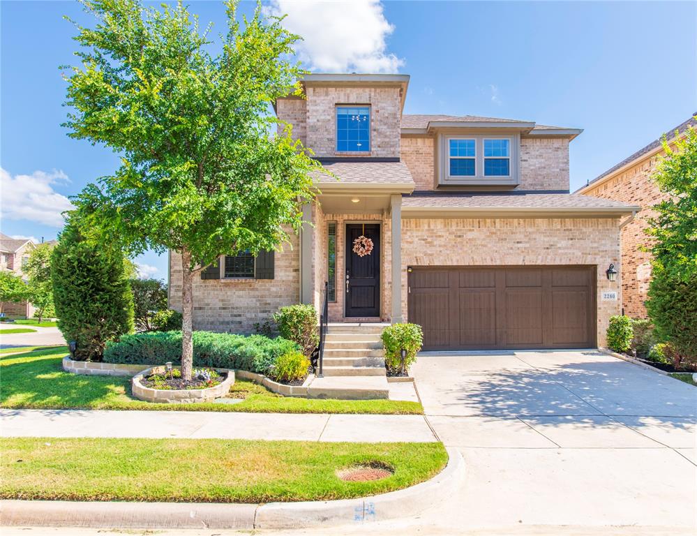 Welcome to this beautifully maintained home situated on a desirable corner lot in the sought-after Taylor Morrison community of Hamilton Park. Filled with abundant natural light, designed for modern living, this home offers an open concept layout ideal for entertaining & everyday comfort. The heart of the home is the designer kitchen showcasing a large granite island, upgraded white cabinetry with glass accents, elegant herringbone backsplash, cabinet hardware, pull-out waste storage, gas cooktop, RO drinking water system, walk-in pantry, and generous counter space. The spacious family room features wood flooring, cast stone fireplace, prewired ceiling speakers. A dedicated study with custom cabinetry & granite workspace creates the perfect private office or flex space. Retreat to the luxurious primary suite featuring tray ceilings, a spa-inspired bath with oversized walk-in shower, granite bench seating, garden soaking tub, granite counters,  & an expansive walk-in closet. Thoughtful upgrades continue throughout with hardwood flooring, upgraded carpet, custom blinds, wood spindles, ceiling fans, dual vanities, abundant storage including under stair case and attic storage, plus smart home conveniences including Wi-Fi-enabled oven &  remote garage access. Outdoor living shines with a beautifully enhanced exterior featuring paid off solar panels for energy efficiency and reduced utility costs, whole-home ECO water softener system, epoxy garage flooring, landscaped flower beds with natural stone borders, side-yard paver walkway, crushed gravel enhancements, recently stained fencing, & excellent curb appeal. Additional highlights include HomePro prewiring for security cameras, Lewisville ISD, convenient school bus pickup directly in front of the home, and a prime location just minutes from Arbor Hills, Grandscape, Legacy West, Costco, fine dining, entertainment, and future H-E-B. Luxury, efficiency, location, and lifestyle all come together in this exceptional home.