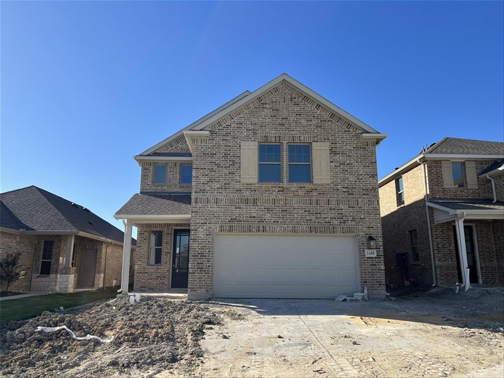 MLS# 20453218 - Built by Ashton Woods Homes - Ready Now! ~ New home in amenity rich community, Devonshire, with a short commute to Dallas, TX. 2-story 5 bedroom 4 bathroom Willett home plan offers ACME brick, 8ft front door and covered patio. The open kitchen-living-dining area offers Timeless collection upgrades such as LED disc lighting, upgraded flooring, large, eat-in, bar top island, solid surface countertops, ceramic tile backsplash, 42-inch cabinets with concealed hinges, stainless steel undermount sink, Moen faucet, Whirlpool stainless steel appliance package, gas cooktop, dishwasher, oven, microwave, pendant lighting and a large walk-in storage pantry. The open dining area accesses the covered patio and backyard. A spacious guest room and full bath on the first floor. Upstairs, a large loft with linen closet and tray ceiling separates the primary suite from the three, secondary bedrooms and two full bathrooms.