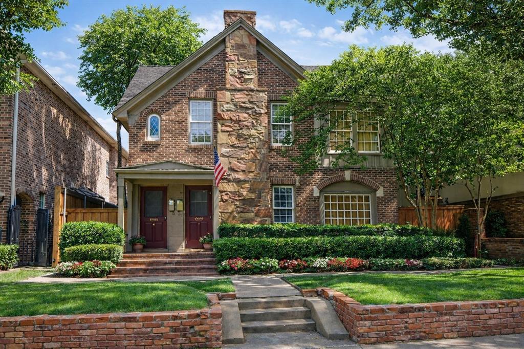 Timeless, renovated Tudor duplex (4BR-4BA total) in a premier Highland Park–adjacent location, 100% leased today with built-in flexibility; perfect for an owner-occupant who wants to enjoy one side while retaining rental income from the other, or for a boutique investor-1031 buyer seeking a prime, high-demand location with long-term upside. This high demand, ideal location blends classic architectural charm with thoughtful modern updates. This rare, mirrored residence offers warm, light-filled interiors with original Tudor details, hardwoods, and two living areas per unit—ideal flex space for a home office or media room. Updated baths feature sleek glass-enclosed showers, and the kitchens are designed for function and style with granite counters, dishwasher, refrigerator, washer-dryer, breakfast area, and a built-in coffee-wine bar accented by decorative lighting. An oversized dining room framed by charming wood bay windows is made for entertainment. Each unit includes a spacious primary suite with ample closet space, and the downstairs unit enjoys direct access to the outdoor living area for seamless indoor-outdoor living. Additional bedrooms with separate baths provide versatility for guests or work-from-home needs. Investment highlights are as follows. Stabilized occupancy: fully leased for day-one cash flow. Upside potential: in-place rents below current market for renovated 2-2 product nearby. Tenant appeal: large, usable yard with mature trees; downstairs unit has direct outdoor access and a private deck. Rare parking: four covered parking spaces (competitive advantage in this submarket). Walkable location: 1 block to The Shops of Highland Park for boutique restaurants and shopping, supporting long-term rental demand on a highly desirable street. Ideal for a homeowner, boutique investor or 1031 buyer seeking a defensive infill asset with durable demand and future income growth potential. This unique property won’t last long. Schedule your showing today!