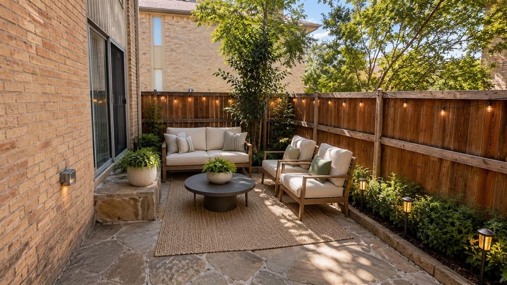 Welcome to this beautifully updated condo tucked away in the highly desirable Canyon Creek community of Richardson and zoned to acclaimed Plano ISD. Located just minutes from Prairie Creek Park, the iconic waterfall trails, Canyon Creek Country Club, UT Dallas, shopping, dining, and major highways, this home offers the perfect blend of comfort, convenience, and lifestyle.

Inside, you’ll find a spacious multi-level floor plan filled with natural light, modern finishes, and flexible living spaces. The inviting living area features a cozy fireplace and flows seamlessly into the dining and kitchen spaces, creating the perfect setup for entertaining or everyday living. The kitchen offers great counter space, abundant cabinetry, and functional design throughout.

The oversized primary suite provides room for a sitting area or reading nook, while the updated bathrooms feature elegant finishes and spa-like touches. The lower-level flex space offers endless possibilities and can easily function as a third bedroom, home office, media room, gym, or guest retreat.

One of the true highlights of this home is the private outdoor patio oasis. Imagine relaxing with your morning coffee, hosting gatherings under the café lights, or unwinding after a long day surrounded by peaceful landscaping and mature trees.

Additional features include custom storage throughout, dedicated laundry space, covered parking, and access to the community pool. Whether you’re a first-time buyer, investor, or someone looking for low-maintenance living in an unbeatable location, this move-in-ready condo is an incredible opportunity.