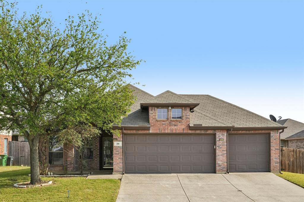 **NEW PRICE** - Welcome to 36 Heron Dr in Sanger, TX! This well-maintained single-story home offers 3 bedrooms, 2 full baths, and 1,683 sq ft of open concept living. Features include a granite tile kitchen counter with breakfast bar, spacious living and dining areas, split-bedroom layout, and a rare 3-car garage. Located in the Sable Creek subdivision with sidewalks and easy access to I-35, just 15 minutes from Denton and within commuting distance to the DFW Metroplex and Oklahoma. Roof replaced November 2025, HVAC is only 2 years old, and the attic is partially decked for additional storage. Whether you’re starting out, downsizing, or simply looking for a peaceful place to call home, this property is a wonderful fit.