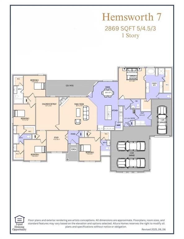 MLS# 21302601 - Built by Altura Homes - Oct 2026 completion! ~ The Hemsworth VII is a lavish single story home that shows-off it’s generous 2869 square feet of living space. This home offers 5 bedrooms, 4.5 baths, a flex space-study, children’s retreat, walk-in closets in every bedroom, mud room with a charging station, and separate utility room with room for a second refrigerator or upright freezer. Private oversized primary bedroom with a spa-like primary bath features include separate sinks, a walk-in shower with a seat and separate luxurious soaking tub. The kids will love sharing a Jack-n-Jill bathroom between their bedrooms while your guests will appreciate their own private bath and bedroom. The 3-car garage provides more than ample space for your vehicles or storage needs. Creekview Farms is located in a serene and picturesque setting off of ”sleepy-country-road” 1570 in affordable Greenville Texas and is a quick 2 mile drive from Highway 30 to the community. Creekview Farms is country living, away from the urban sprawl to the East, with genteel neighbors and low taxes. This beautiful, energy efficient, single story home is set on an acre home site. Call today to schedule an exclusive tour and make this your forever home.