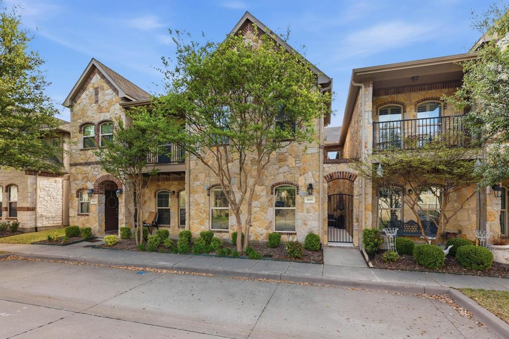 Experience the style, convenience, and low-maintenance living in this immaculate townhome featuring 3 bedrooms + Office Flex Space, located in desirable Hemmingway at Craig Ranch community. Quaint private courtyard patio with wrought iron gate. You are greeted by an open floor plan that connects the living, dining, kitchen area, and powder bath, perfect for entertaining guests. The inviting living room has a cozy gas fireplace, and flows effortlessly into an open kitchen featuring granite countertops, gas cooktop with pot filler, updated cabinetry. Upstairs, the primary bedroom is privately tucked away at the front of the home, and the vaulted ceilings showcase windows that are filled with lush greenery and natural light. The ensuite bath features double sink vanity, garden tub, walk-in shower, and large walk-in closet. Two additional bedrooms with walk-in closets, full bath, laundry, and additional flex space, provide an optimal upstairs layout. The two-car garage comes with a workbench and ample cabinet and overhead storage space. Out front is a private courtyard, great for al fresco dining. HOA includes pool, gym, clubhouse, and green space. Top rated Frisco ISD. Near HWY 121, shopping, restaurants, and parks.