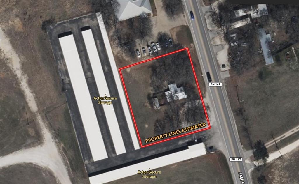 COMMERCIAL LOT FOR SALE!  Position your business on this great property located on highly traveled Fall Creek Highway. Offering just over one-half acre within the Granbury city limits, this site provides excellent visibility, easy access and high exposure to daily traffic, making it ideal for a variety of commercial, retail, office, or service-related uses.  The water and sewer services are available through Acton Municipal Utility District (MUD) and the electric service is provided by United Cooperative Services. This property is near established businesses, residential neighborhoods and commercial corridors, creating opportunities for investors, developers or owner-users seeking a well-positioned commercial site.  With continued growth throughout the Granbury market and availability of this highly visible property, this site is a prime location for your next business venture.  An old tear-down house located on the property has no value.
