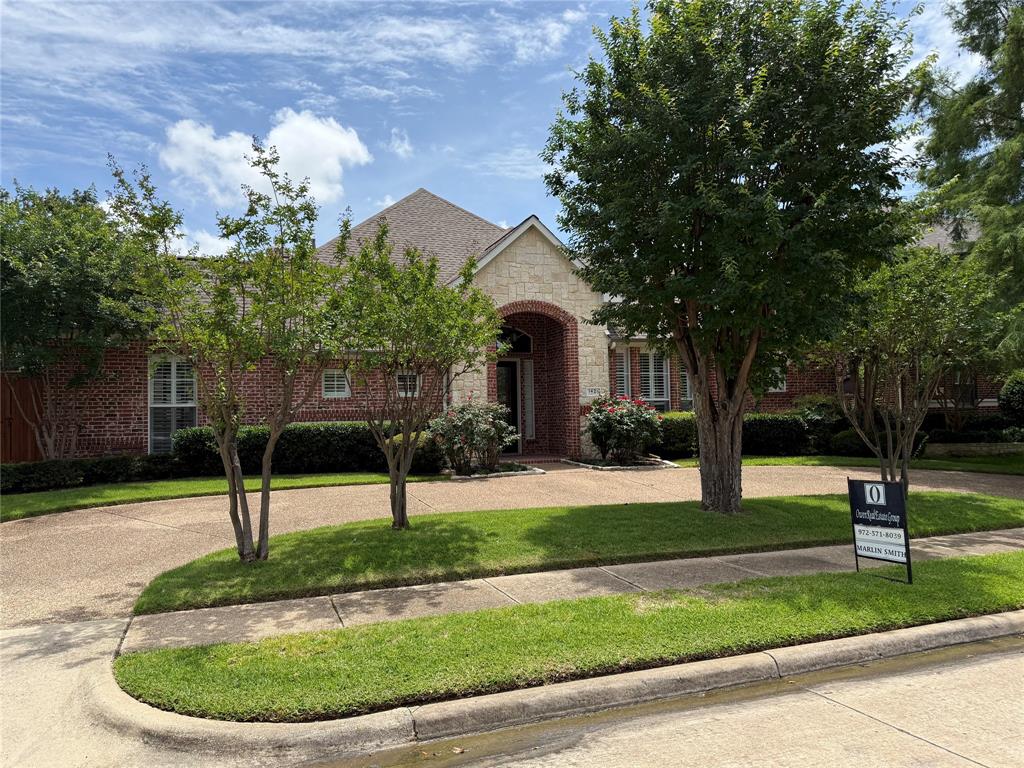 This beautiful home sits on a cul de sac in the highly sought after gated community of Fairways of River Chase offering easy access to major highways and a short drive to Love Field and DFW Airport . Enjoy the comfort and convenience of one level living with a bright open floor plan designed for everyday living and entertaining
The kitchen has been newly updated with quartz countertops, tile flooring, and newer appliances. It opens up seamlessly to main living area creating a truly open concept layout.
The spacious living area features a large stone fireplace, and a quartz topped wet bar making home feel inviting and functional. You will find generously sized bedrooms thoughtfully spaced throughout home including a primary suite with a oversized walk in walk in closet.                                                                                                                                                                                Newly remodeled bathrooms include 2 walk in showers with sleek bracket less glass that beautifully showcases tile and finishes.
Extensive trim including crown molding, substantial baseboards, and solid doors add timeless character throughout.  
Outside enjoy a front circular drive for extra parking. Alley acess parking to rear garage, and also extra area for parking. There is a 8 Foot board on board privacy fence enclosing backyard which features a Pool Spa combo. There are also 2 private sitting areas outside the office and near kitchen area. This home is complete and ready for new buyers.