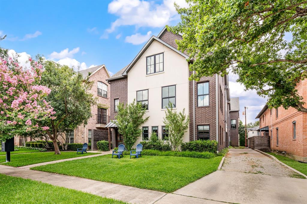 Welcome to 4144 Druid Lane #1, a beautifully appointed three-story condo in the heart of University Park, offering an exceptional opportunity to enjoy one of Dallas' most desirable neighborhoods at an attractive price point. Ideally located within walking distance to Highland Park High School & minutes from premier shopping, dining, parks & major commuter routes, this home combines convenience, style & low-maintenance living. From the moment you arrive, you'll appreciate the charming curb appeal, mature shade trees & an extra-long 3 car garage with abundant storage. Inside, light-filled interiors, neutral designer finishes, plantation-style blinds, crown molding, oversized baseboards & solid core doors create a timeless atmosphere. The 2nd floor features hand-scraped hardwood flooring & an expansive open-concept layout perfect for everyday living & entertaining. The living & dining areas flow seamlessly into the chef-inspired kitchen, complete with quartz countertops, an island with breakfast bar seating, gas cooktop, stainless steel appliances & generous cabinet & counter space. A 2nd bedroom & full bath on this level provide flexibility for guests, a home office or multigenerational living. The laundry room features built-in cabinetry & a deep utility sink. On the 3rd floor, you'll find the private primary suite & an additional bedroom, both with walk-in closets & ensuite baths. The primary retreat offers a spa-like bathroom with a tiled shower, handheld body spray, soaking tub, dual vanities & elegant finishes. The upstairs bedroom also includes a private ensuite bath with a tub-shower combination. Additional features include a sprinkler system, ample storage, elegant tilework in all bathrooms & quality craftsmanship rarely found at this price point. Located in highly acclaimed Highland Park ISD & surrounded by the best of University Park, this exceptional condo offers luxury, convenience & an unbeatable lifestyle in one of Dallas' most sought-after communities.