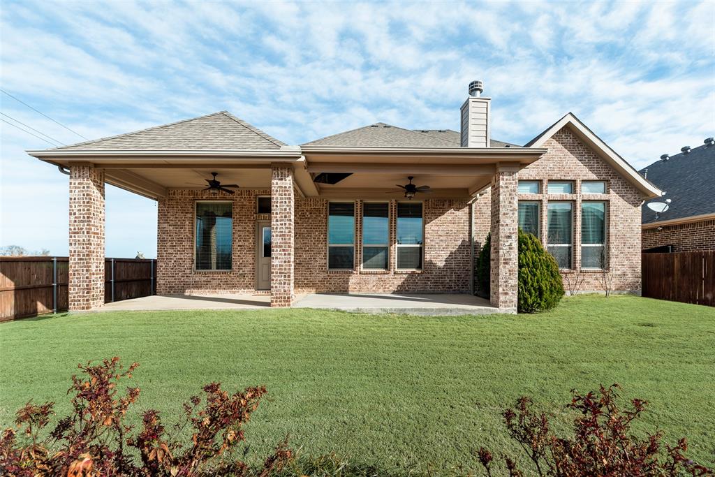 Coveted 1.5-story home located in the charming and highly sought-after golf-cart community of Hickory Creek. This thoughtfully designed floor plan offers 4 bedrooms and 4 bathrooms, all bedrooms conveniently located downstairs, with a private upstairs media room retreat. The open-concept layout features multiple dining and entertaining areas, abundant natural light, and a spacious living room anchored by a beautiful kitchen complete with granite countertops, generous cabinetry, and excellent flow for hosting. Recent updates add warmth and character, including newly installed designer accent walls in the primary suite, study, and powder bath. Additional upgrades include a 16-foot covered patio extension, 9-foot barn doors in the dining area, dimmable full-color adjustable lighting in the media room, and a BWT Bestmax Premium Filtration system. HVAC coils have been replaced in both upstairs and downstairs units. Stone landscaping enhancements boost curb appeal. Enjoy community walking trails, pool access, and convenient proximity to I-35. Ideally located just minutes from Lake Lewisville, multiple boat ramps, and nearby state parks.