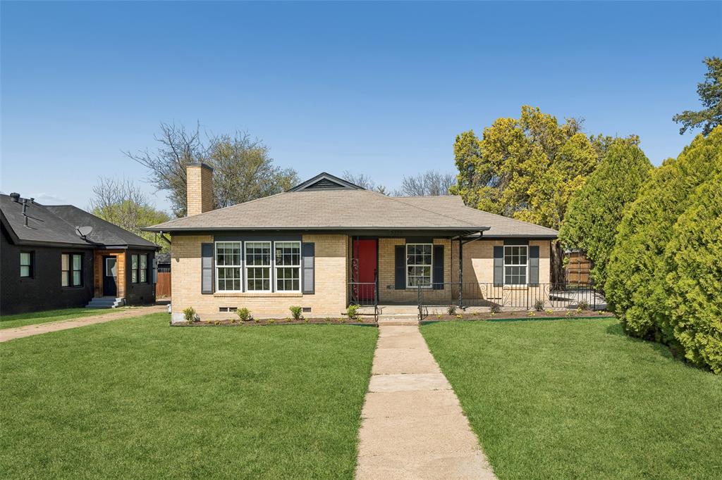 Recently updated and full of character, this charming home in the coveted Dells District of Oak Cliff blends timeless architecture w thoughtful modern touches. Fresh landscaping, an inviting covered porch & vibrant front doors create a memorable first impression. Inside, refinished original hardwoods & fresh paint highlight a light-filled living area anchored by a cozy fireplace, flowing seamlessly into the dining space & reimagined kitchen featuring new cabinetry, granite counters, stainless appliances & classic subway tile backsplash. The spacious primary suite offers a quiet retreat, while secondary bedrooms provide flexibility for guests or family. The beautifully remodeled guest bath features quartz counters, timeless black & white hex tile floors & a sleek walk-in shower. A thoughtfully added flex space—ideal for a home office—features classic Saltillo tile & French doors that open to the backyard, bringing in natural light & easy indoor-outdoor flow. Generous backyard, dog run & ample parking complete the setting, just minutes from Downtown Dallas & Bishop Arts.