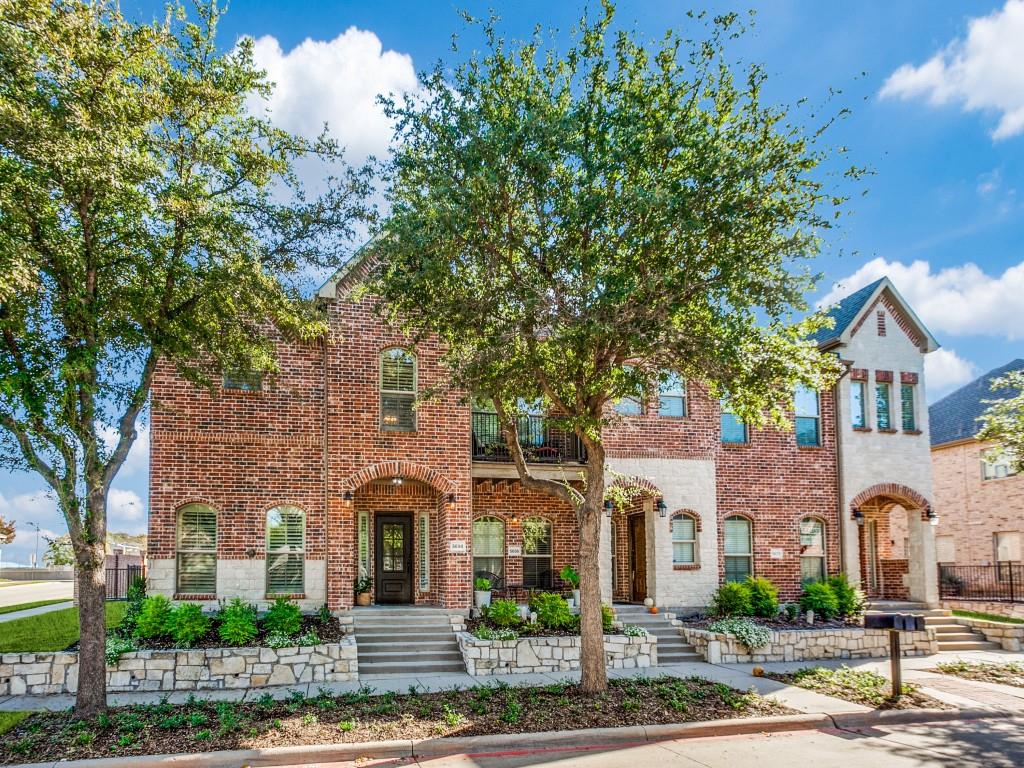 Luxurious fully remodeled end unit townhome with one of Bella Casa's largest floorplans! High end, executive living at its finest! Hand curated designer chandeliers, light fixtures, cabinet hardware, doorknobs, & plumbing fixtures. Gorgeous kitchen with quartzite counters, induction range, vented hood, work station sink, custom cabinet drawers, & window over sink. Spacious dining room & living room showcase a wall of windows with lots of natural light filtering in & no neighbor to block the view. Cozy balcony off LR offers a bit of fresh air. Stunning primary suite with plush carpet, vaulted ceiling, separate shower, soaking tub, quartz counters, chandeliers, & California Closet system. Downstairs layout features 2 secondary bedrooms, full bath, & versatile living space that opens to side yard with newly added turf. Owner pays for water. HOA amenities include yard maintenance, pool, & fitness center across the street! Located on DNT just minutes from The Star & 121!