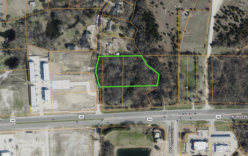 Prime property with 505 ft of desirable frontage on Highway 380. Adjacent to the New mixed use development West Grove Development. Wooded with creek running to the east of the property making possible creek view lots for residences or office spaces. Water stub outs along 380. Heavily treed. Access to property is from County Road 856. Includes Parcels 973432, 973441, 966477. Future planning Suburban Mix – Neighborhood and Light Commercial.After ROW takes, there is approximately 3.78 acre remain with frontage on the future US 380 ByPass. Currently zoned AG.