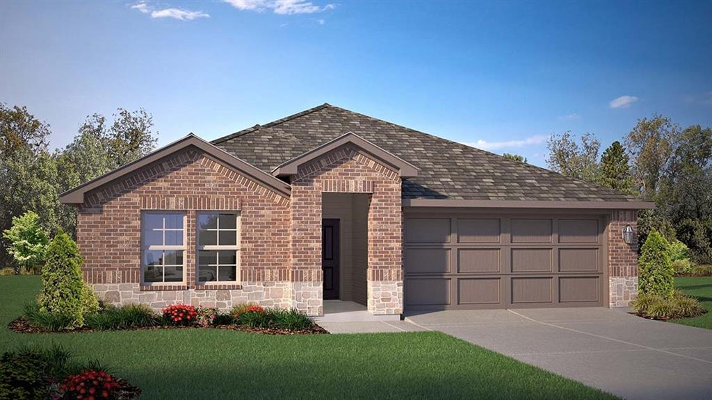 D.R. Horton America's Builder since 2002 is excited to serve as your new home builder in Lonestar at Liberty Trails, a fabulous unique master planned community in Justin and Northwest ISD! The Texas Cali Floorplan Elevation-B is a single-story home offering 4 bedrooms, 2 bathrooms, and a 2-car garage, with an estimated Summer completion. The open layout includes a family room, breakfast nook, and kitchen, featuring a large island, quartz countertops, stainless steel appliances, gas range, built-in microwave, and a corner pantry. The primary suite includes a quartz-topped vanity, a 5-foot oversized shower, and a large walk-in closet. Luxury vinyl flooring enhances the entry, hallways, and wet areas, and the home includes a Home Is Connected® Smart Home Technology package. Outside, a covered back patio and fenced backyard with sod and sprinklers provide the perfect outdoor retreat. Additional features include a gas tankless water heater for energy efficiency. Future Community Amenities to include: Club House, Dog Park, Fishing Pond, Pickleball, Playground, Pool, Splash Pad, Walking-Nature Trails and Sand Volleyball. Situated conveniently near Highway 114 and Highway 287, Lonestar at Liberty Trails provides access to key roads, making it ideal for commuting and exploring the surrounding areas.