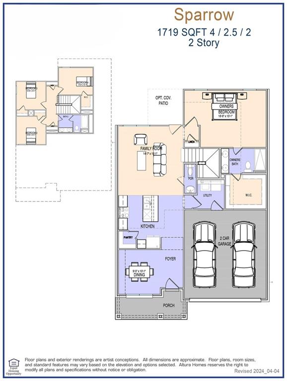 MLS# 21284984 - Built by Altura Homes - Sep 2026 completion! ~ The Sparrow Floorplan is a beautifully designed two-story new construction home in Sulphur Springs offering 1,719 square feet of thoughtfully planned living space with 4 bedrooms and 2.5 bathrooms. Designed for both comfort and functionality, this spacious home features an open-concept main living area that seamlessly connects the living, dining, and kitchen spaces, creating the perfect setting for everyday living and entertaining. The private primary suite offers a relaxing retreat with an ensuite bathroom and generous closet space, while three additional bedrooms provide plenty of room for family, guests, or a home office. The two-story layout offers added privacy and flexibility, with well-designed spaces to fit a variety of lifestyles. Built with quality craftsmanship and energy-efficient features, the Sparrow Floorplan is the perfect blend of modern style and practical living, making it an ideal choice for families or anyone looking to enjoy a beautiful new home in the welcoming community of Sulphur Springs