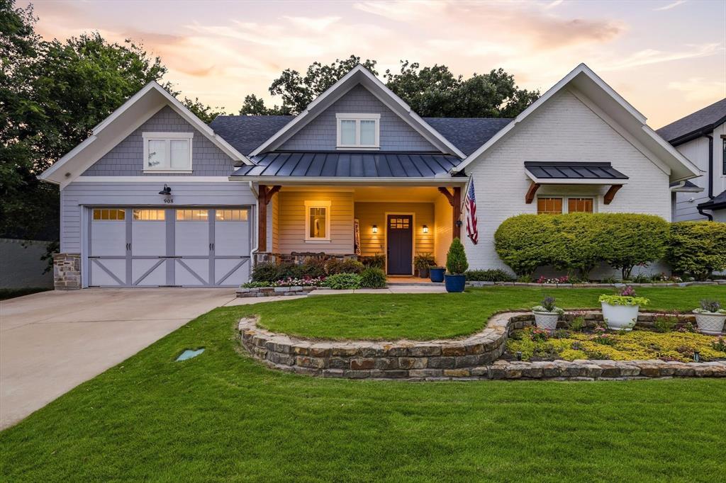 From the moment you arrive it is evident that 908 Baker Street is a truly special one of a kind luxury custom home. Nestled on a lushly landscaped oversized lot, this Modern Farmhouse perfectly blends timeless craftsmanship with luxury finishes.
With 2,564 square feet of thoughtfully designed single level living, 3 bedrooms, 2 full baths, & 1 half bath, this exceptional home offers you the lifestyle you have been dreaming of.
An inviting front porch framed by beautiful cedar beams welcomes you home. As you step through the front door, you are greeted by rich hand scraped hardwood floors, solid core wood doors, & a soaring vaulted ceiling accented by gorgeous exposed wood beams. Spacious living room is anchored by a stunning floor to ceiling stone fireplace & flooded with natural light from the wall of windows overlooking the breathtaking backyard.
The living room flows seamlessly into the dining area & gourmet kitchen. Anchored by a large island, the kitchen features a built in refrigerator, professional grade gas range, pot filler, farmhouse sink, marble countertops, soft close cabinetry, two wine fridges, & a massive walk-in pantry. 
The primary suite features a spacious ensuite bath with an oversized shower, soaking tub, & custom closet storage.
Step outside to your expansive backyard oasis featuring a covered patio, towering oak trees, fire pit, & resort style pool & spa, Designed for both relaxing & entertaining, this outdoor retreat can be enjoyed year round.
Built with quality & longevity in mind, the home features an upgraded foundation & the highest quality construction throughout including a 3 car tandem garage with 11 foot ceilings.
Historic Downtown McKinney Square is just 1 mile from your doorstep. Spend your weekends exploring award winning dining, boutique shopping, coffee shops, the farmers market, live music, & year round community events.
Don't miss this rare opportunity to own this amazing home in highly sought after Downtown McKinney