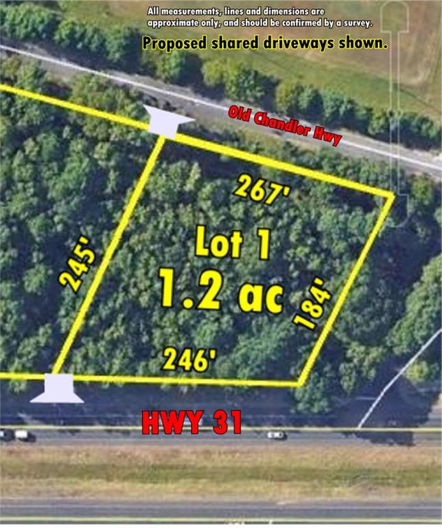 This is a great parcel with over 246' of road frontage on HWY 31 and over 267' on Old Chandler Highway. With over 20,000 cars passing through this intersection daily it's prime for a new business. Well elevated, easy access, great visibility, only 1 mile form Toll Road 49 and 6 miles to Tyler and 11.5 miles to I-20. Outside of Tyler City Limits, but inside of Tyler ETJ. The lot size shown is already surveyed Lot 1: 1.224 ac is $2.78 psf, $148,000 Lot 2: 3.00 ac is $2.08 psf, $272,000 Lot 3: 4.076 ac is $2.11 psf, $375,000 Lot 4: 2.537 ac is $3.26 psf, $360,000 Lot 5: 2.122 ac is $3.25 psf, $300,000.