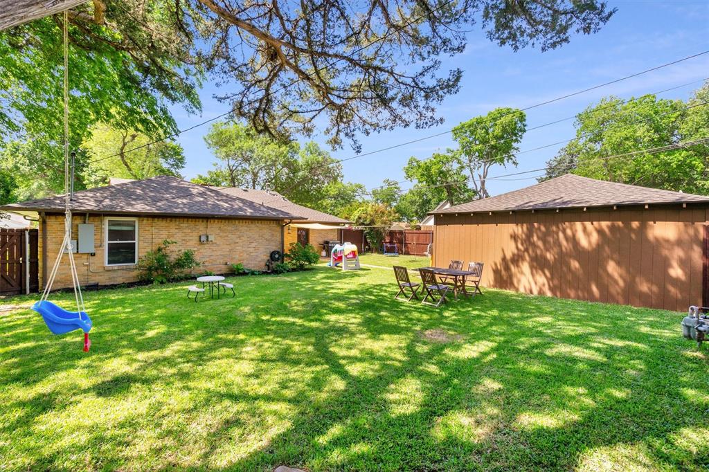 Tucked into one of Farmers Branch’s most welcoming pockets, this irresistibly charming 3-bedroom, 2-bath home blends everyday comfort with thoughtful updates and a true sense of community. Just a short stroll to highly rated Janie Stark Elementary, nearby parks (1.5 miles to the Shops of Mustang Station and Manske Library, 1 mile to Joya Park, .5 mile to Mallon Park) and convenient grocery shopping, the location makes daily life feel easy and connected.

Inside, you’ll find a home that has been lovingly maintained and smartly improved. Foam insulation keeps energy bills refreshingly low, while recent updates offer peace of mind: kitchen faucet, disposal, and dishwasher all replaced in 2025; water heater and ceiling fans in 2024; and roof and gutters in 2022. The foundation comes with a transferable warranty, adding an extra layer of confidence.

Step outside and the magic continues. A very large backyard bursts with established perennials, creating a colorful, ever-changing retreat perfect for relaxing or entertaining. The full sprinkler system keeps everything lush with minimal effort. A detached garage, accessed from a side street, provides added privacy along with valuable extra storage space.

Beyond the property, enjoy all that Farmers Branch is known for—vibrant parks, a top-notch recreation center, and a growing collection of local restaurants that give the area its flavor and charm (1 mile to Farmers Branch Historical Park where the annual Fourth of July Fireworks are celebrated and 1 mile to the Rose Gardens of Farmers Branch!). Friendly neighbors and a strong sense of community make this more than just a house—it’s a place to truly feel at home.