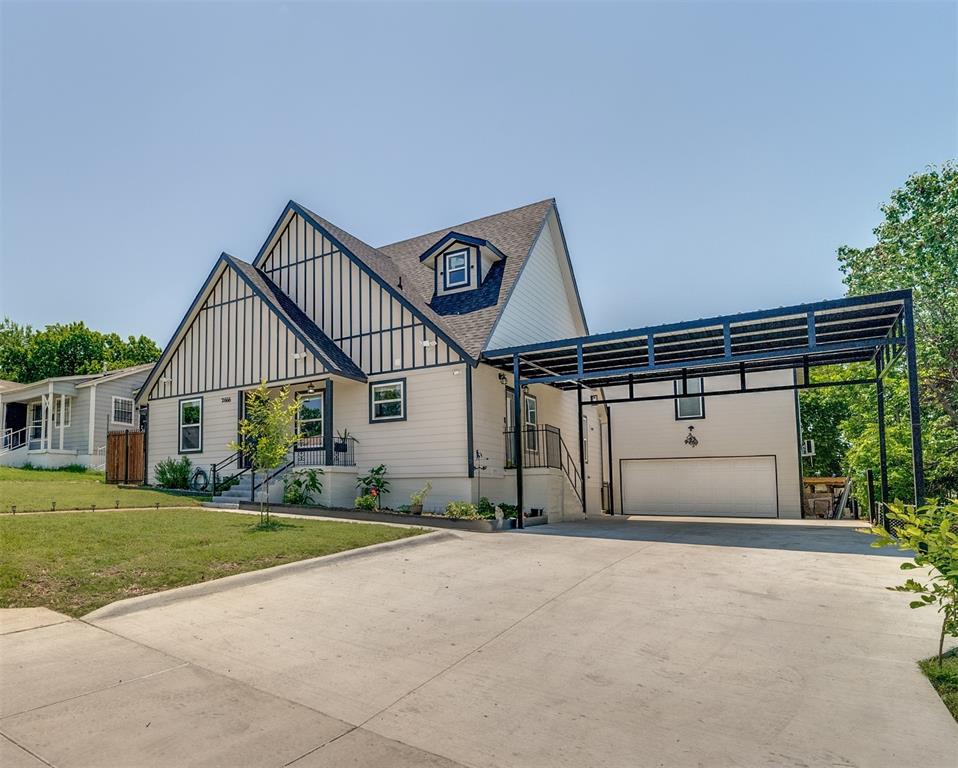 Fully remodeled and move-in ready! This unique property offers modern finishes, open-concept living, and exceptional entertaining space inside and out. The spacious kitchen features white cabinetry, sleek countertops, and abundant natural light. Enjoy the oversized covered patio with built-in outdoor kitchen and grilling station, perfect for gatherings, with a convenient half bath located just off the patio area. Detached oversized garage with approximately 500 sq ft flex space above, ideal for a home office, guest suite, media room, gym, studio, or game room. Attic space has also been prepped for future build-out, offering potential for additional flex rooms or expanded living space. Long driveway, covered parking, and fantastic curb appeal complete this one-of-a-kind Fort Worth property!