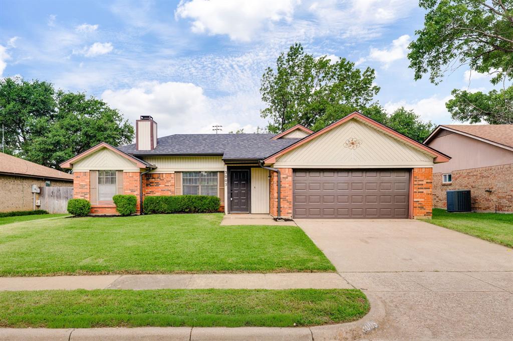 Welcome to this beautifully refreshed 3-bedroom, 2-bath home offering a spacious layout, vaulted ceilings, and timeless finishes throughout. Nestled on an oversized lot in an established neighborhood, this move-in ready home combines comfort, character, and functionality in all the right ways. Step inside to a light-filled living room featuring soaring vaulted ceilings with exposed wood beam accents, a wet bar perfect for entertaining and a stunning floor-to-ceiling brick fireplace. The layout flows seamlessly into the dining area and kitchen, where you'll find granite countertops, freshly painted cabinetry, subway tile backsplash, updated hardware, and plenty of storage. The oversized primary suite offers a peaceful retreat with private access to the backyard, dual walk-in closets, and an updated ensuite bath complete with dual vanities. Two additional bedrooms provide flexibility for family, guests, or a home office. Outside, enjoy an expansive backyard with mature shade trees, a covered patio perfect for relaxing or entertaining, and plenty of room for pets, play, or future outdoor additions. Prime location with easy access to the HEB recreation complex, sports fields, parks, shopping, dining, and all your everyday conveniences!!