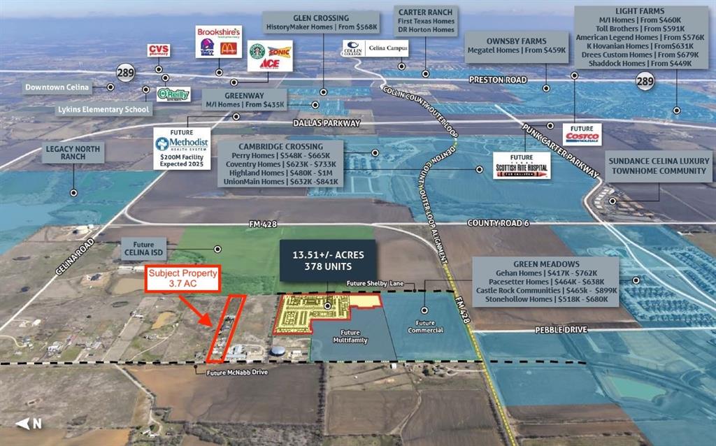 Exceptional investment and development opportunity on 3.7 unrestricted acres in a rapidly growing corridor near the Dallas North Tollway and the future Outer Loop. Strategically positioned for long-term appreciation, this property offers outstanding commercial, mixed-use, or income-producing potential while remaining outside city limits.The property currently features multiple income streams, including a 5-bedroom doublewide mobile home, a 3-bedroom single-wide mobile home, and 7 RV parking spaces with utilities, creating immediate rental opportunities. A 38’ x 50’ insulated shop with foam insulation provides excellent functionality for storage, business operations, or future commercial use.With no HOA and no deed restrictions, this expansive 161,172 SF lot allows flexibility for future expansion, redevelopment, or continued income production. Enjoy a balance of privacy and accessibility, with proximity to major transportation routes and continued growth along the Outer Loop corridor. Located in Celina ISD, this property is ideal for investors, developers, or owner-users seeking a high-potential asset in a prime growth area.A rare opportunity to secure acreage with income, flexibility, and exceptional upside in one of North Texas’ fastest-growing markets.