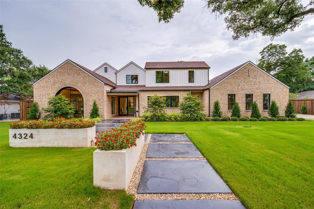 Custom designed U shape footprint offering a turn key property complete with pool and spa located in the highly sought after area close to Hockaday School, ground level primary suite overlooking the pool, 3 additional bedrooms with WICs, 1 additional flex room, multiple living, large bedroom sizes, grand art walls with accent lighting, large hallways and high ceilings, spacious traffic paths plenty of room to spread out, 2 laundry spaces, double garage and single garage, thoughtful interior designs including imported wood beams from middle ages of Europe, elegant lighting, hutch built in cabinet, custom table island, landscape and pathway lighting, sconces throughout, step lighting, arched elements, limestone pavers and inset cabinetry, the landscape package professionally designed complete with maples and holly trees carefully anchored, curated plant selection zoned appropriately to the weather patterns, outdoor resort awaits complete with zones for a variety of activities yoga or stretch spaces, large sun tanning area, yard games, grilling, outdoor shower, pool controls zoned to your smart phone and architecturally stunning designs, video cameras in place and pre wired for a variety of low voltage applications