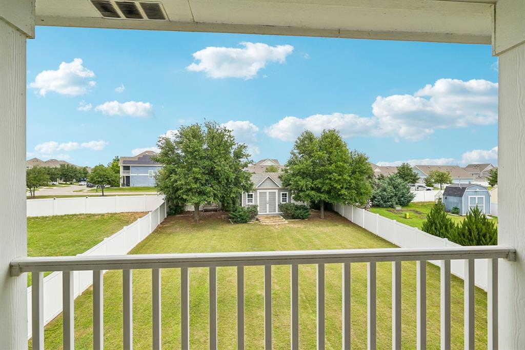 Nestled on a quiet street in sought-after Providence Village, this incredible home offers one of the largest backyards in the neighborhood — a rare find with endless possibilities for a future pool, play space, garden, or outdoor entertaining retreat. If you’ve been searching for a home with true outdoor space, this is the one!

Inside, the thoughtfully designed floor plan blends comfort and functionality. The inviting living room features a cozy fireplace and opens seamlessly to the dining area and kitchen, creating the perfect setup for everyday living and entertaining. The kitchen is beautifully appointed with granite countertops, dark cabinetry, stainless steel appliances, tile backsplash, pendant lighting, and a large island with seating. A dedicated office or flex room with French doors provides the ideal work-from-home setup, hobby room, or playroom.

Upstairs, the spacious primary suite offers private balcony access along with dual vanities, a soaking tub, separate shower, and walk-in closet. Two additional bedrooms and a versatile game room complete the second floor.

Step outside to enjoy the oversized pool-sized backyard featuring a covered patio, mature trees, fenced yard, storage shed, and upstairs balcony overlooking the outdoor space. 


Enjoy resort-style living with exceptional community amenities including pools, a water park, fishing ponds, parks, walking and biking trails, tennis courts, and more.

With its rare lot size, flexible floor plan, and outstanding community amenities, this home delivers the perfect combination of space, comfort, and lifestyle.