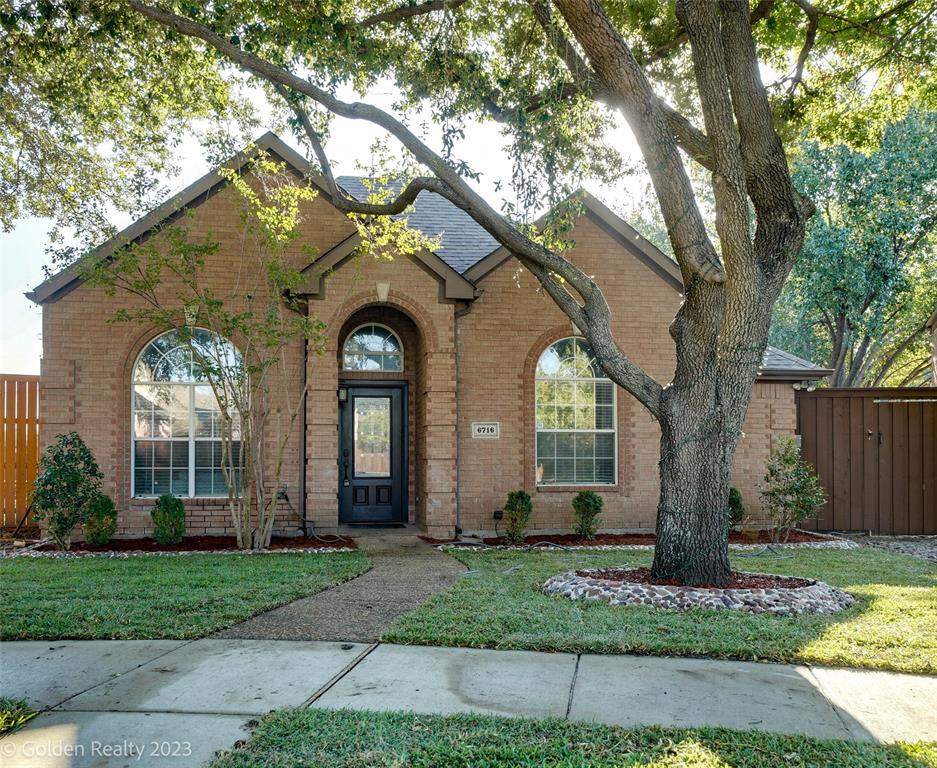 Freshly Painted! This stunning single-story home is nestled in the vibrant heart of Plano. As you step through the custom Pella entry door, you're greeted by the rich allure of Brazilian walnut wood flooring that gracefully extends from the entrance throughout the living areas and kitchen.The open concept floorplan boasts a contemporary design, perfect for modern living. A separate master suite offers a luxurious en-suite bath, complete with a separate shower and a relaxing jetted tub.The generously sized bedrooms provide ample space for comfort and relaxation. The backyard is a true oasis, featuring a built-in grill set within a charming stone patio. It's beautifully landscaped with a variety of trees, and you'll enjoy the convenience of a covered area with a full roof to entertain, rain or shine. This home is a true gem in the heart of Plano, offering a perfect blend of style, comfort, and outdoor beauty.