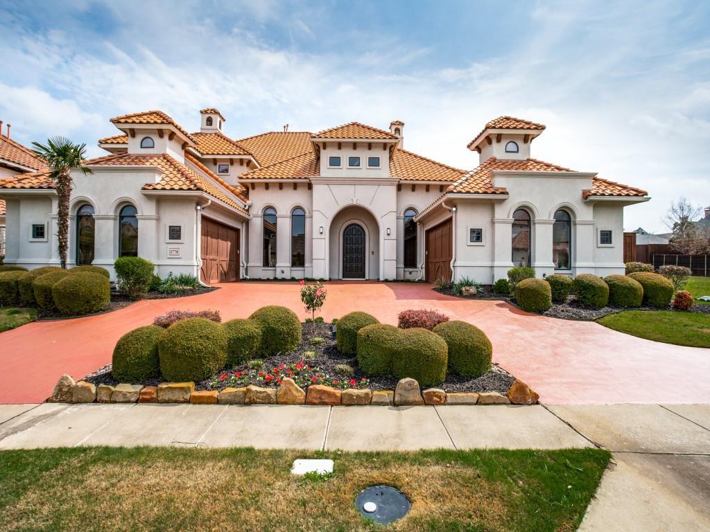 Stunning Mediterranean custom home. Located in private gated Stonebriar Country Club Estates.  Grand two story entry with beautiful staircase, columns and living area has wall of windows for breathtaking view of outdoor living area and glistening pool. Arched doorways, and 3 fireplaces add charm and warmth to this luxury home.
Embracing the Mediterranean lifestyle, open the great room's glass doors to enjoy outdoor living area and kitchen. Open living concept and fabulous kitchen equipped large built in refrigerator, spacious island, wine cellar and large bar area. 
The Owners retreat with luxurious bath offering double shower, raised vessel sinks, jetted tub, and specious closet. 
The layout lends itself to unlimited entertaining opportunities including upstairs expansive game room with bar, media room, exercise room and balcony overlooking the pool area. 
Relax by the pool and spa or enjoy the putting green while grilling in the outdoor kitchen and cool off in the outdoor shower.