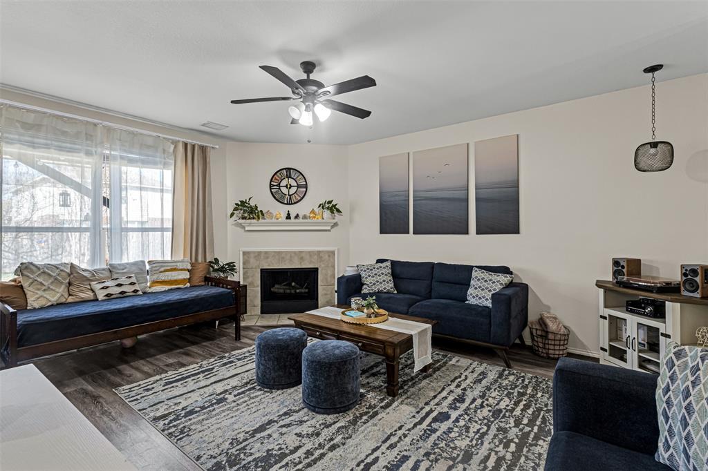 Step into this stunning east-facing home in the highly sought-after Villages of Woodland Springs, offering access to five resort-style community pools. This beautifully maintained two-story home features a bright, open-concept layout designed for both everyday living and effortless entertaining.The heart of the home is a fully reimagined and expanded kitchen with updated countertops, freshly painted cabinetry, and a modern, functional design. Brand-new carpeting throughout and a striking front door with decorative glass add warmth and style.Enjoy your own private backyard retreat with a covered patio, pergola, cozy fireplace seating area, and decorative lighting—perfect for relaxing evenings or hosting guests.
Ideally located with quick access to I-35W and Hwy 170, and just minutes from shopping, dining, Alliance Town Center, Tanger Outlets, and DFW Airport. This home offers the perfect blend of comfort, style, and convenience.