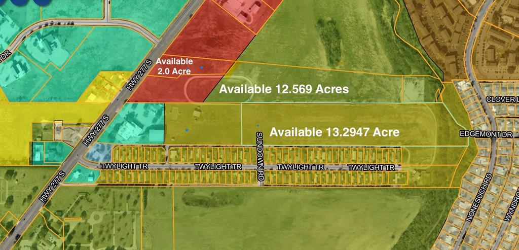 12.569 acres of prime General Commercial (GC) land on US Hwy 277 S in Abilene offering high visibility, strong frontage, and excellent development potential. Positioned in a growing area, this tract is ideal for retail, office, or mixed-use projects. A rare opportunity to secure commercial land in a high-growth corridor.
Can be purchased with an additional 2 acres mls 21230133 and  13.2947 mls 21231190 acre tract available, providing the potential for future expansion or larger-scale development if desired. Ideal for buyers looking to secure a presence now with the flexibility to expand as the area continues to grow and demand increases.Utilities available. Buyer to verify all information, zoning, and development requirements.