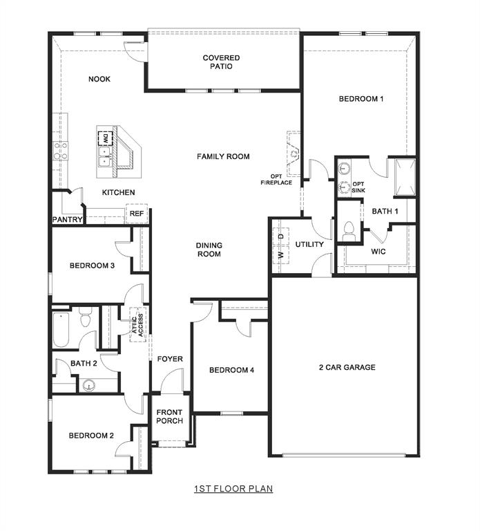 New construction by D.R. Horton. Our P50F Fiedor Plan is in Windrose located within the rapidly growing city of Pilot Point. This is a 4 bed 2 bath open concept floorplan. Home on a large lot will feature waterproof laminate plank flooring, quartz countertops, and stainless steel appliances. Smart home included.