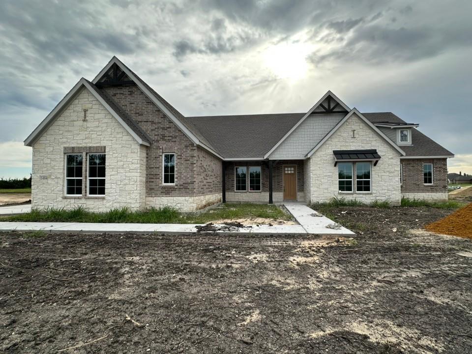 Estimated June 2026 completion! Ask us about our Trade In Trade Up Program, we can buy your home if you buy ours! 1.44 acres!  Discover an exceptional lifestyle in the Mockingbird—a masterpiece of modern living by our team at Riverside Homebuilders. This sprawling single-story sanctuary spans 3,104 square feet and offers 4 bedrooms and 3 bathrooms, perfectly curated for a life of luxury and comfort. As you enter through the charming covered porch, the foyer beckons you inside, setting the stage for the grandeur that lies within.To the left, a versatile flex room stands ready to evolve into your personalized haven, whether it be a home office, gym or creative space. To the right, an elegant dining room awaits, ready to host cherished moments with loved ones. Continue through to the heart of the home, where the main living area unfolds—a vast family room with a cozy fireplace, an inviting nook and a chef-inspired kitchen boasting an elongated island, ideal for culinary adventures and entertaining. On the left side of the home, discover the secluded owner's suite, offering unparalleled privacy and tranquility. Enjoy the luxury of a spacious walk-in closet and a serene bathroom, creating an oasis of relaxation. On the opposite side, two traditional bedrooms await, each complete with its own walk-in closet, accompanied by a shared bathroom—perfect for siblings or guests. Functionality reigns supreme with the laundry and mudroom conveniently situated just off the garage entrance. Finally, step outside to the expansive covered patio, seamlessly blending indoor and outdoor living and promising endless opportunities for relaxation and recreation. In the Mockingbird, luxury meets functionality, offering an unparalleled living experience for homeowners in DFW.