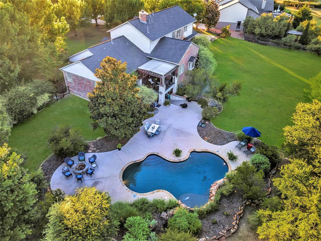 Nestled on a quiet cul-de-sac in highly acclaimed Frisco ISD, this exceptional Tim Jackson Custom Home blends luxury, privacy, & timeless design on a breathtaking 1.4-acre lot—complete with a rare walk-out basement, a true luxury in Texas. From the charming front porch & mature trees to the resort-style backyard, every detail was thoughtfully designed for elevated living. Enjoy your own private oasis with a sparkling pool & waterfall, multiple patio spaces, an oversized deck, built-in fire pit, & sprawling green space perfect for entertaining, relaxing, or play. Inside, sophisticated finishes shine throughout with hand-scraped hardwood floors, designer lighting, custom paint selections, & spacious living areas filled with warmth and character. The gourmet kitchen is truly the heart of the home, featuring a massive granite island, stainless steel appliances, double ovens, 5-burner gas cooktop, abundant cabinetry, & extensive prep space ideal for gatherings of any size. A dramatic stone fireplace and custom accent wall create a stunning focal point in the main living area. All 5 generously sized bedrooms include private ensuite baths and walk-in closets, offering comfort and privacy for family and guests alike. The rare walk-out basement expands the home’s versatility with a game room and additional bedroom and full bath, making it ideal for multigenerational living, long-term guests, or a private retreat. An insulated 21x40 storage area offers endless opportunities for a home gym, workshop, studio, or future finished-out space. Additional highlights include an updated oversized utility room, 3-car garage with extended parking pad, indoor sprinkler & fire suppression system. Conveniently located near premier shopping, dining, and major highways, this extraordinary property delivers luxury living with unmatched convenience. Back on the market and ready for a new owner! Previous buyer's financing fell through. PRE-APPROVAL or PROOF OF FUNDS REQUIRED PRIOR TO SHOWING.