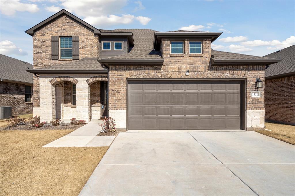 VA Assumable loan, 4.75% with a minimal amount down. Beautiful Two-story home built by Aston Woods Homes. Brick and stone exterior, open living and island kitchen. Open kitchen-living-dining overlooks the wrought iron fenced in backyard that backs to the community greenspaces. Gourmet kitchen with a center, eat-in solid surface island, Energy Star stainless steel appliance, built in microwave, oven, dishwasher, ceramic tile backsplash, solid surface countertops and walk-in storage pantry. The primary suite is large with a spacious shower and ceramic tile surround and glass enclosure, linen closet, ceramic tile flooring, dual sink vanity and a large walk-in closet! Upstairs is a guest suite with a private full bath. A oversized family room is great for movie nights, games or just a place for the kids to play. Two very large bedrooms upstairs with a full bath with dual sinks. .