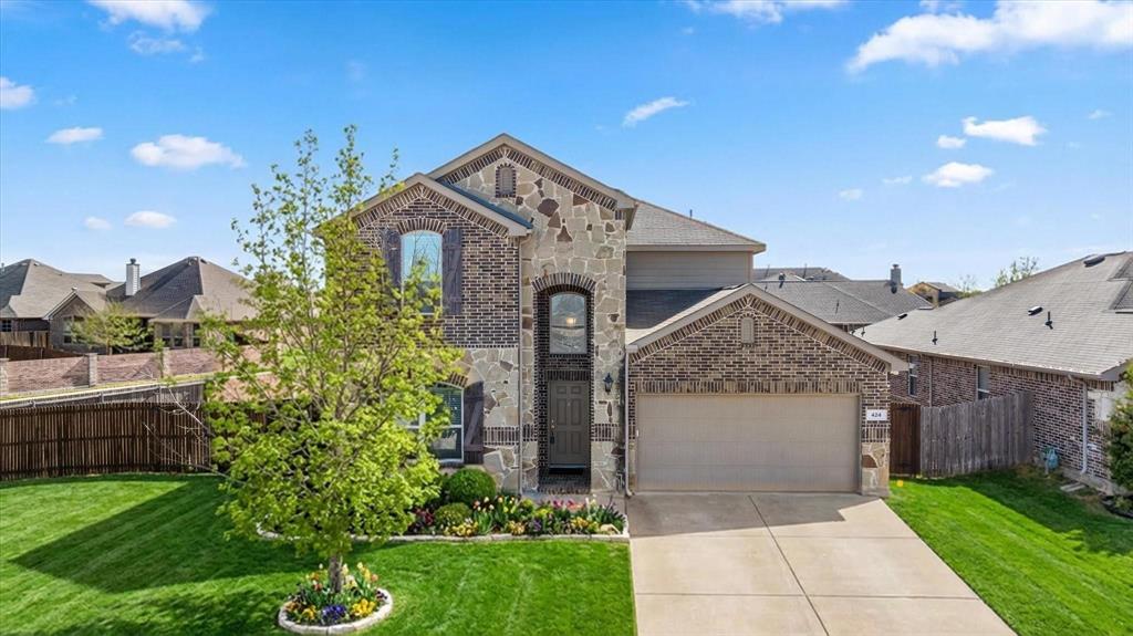 Beautifully maintained two-story home on a desirable corner lot in a culdesac offering lots of space. This 4-bedroom, 4-bath residence features a timeless brick and stone exterior and elegant interior details including crown molding and arched doorways throughout. The main level features the primary suite with dual sinks, soaking tub, separate shower and walk-in closet. A second bedroom and bath along with an office. The office has charming french doors and is currently being used as an exercise room. You'll also find an inviting eat-in kitchen with breakfast bar, gas range, pantry and crisp white cabinetry that opens seamlessly to the living area. The laundry room sits between the garage entry and kitchen. Finally, you'll find a generous storage area under the stairs. Upstairs, you’ll find 2 bedrooms, two full baths, plus a generous second-floor family room ideal for play space and a media room. You'll also find an additional hall closet outside each bedroom for more storage. Thoughtfully designed and well maintained, this home offers both comfort and versatility in a prime setting. Low yearly HOA fees maintain the community pool, playground and park. This neighborhood is just a short drive from shopping and restaurants.
