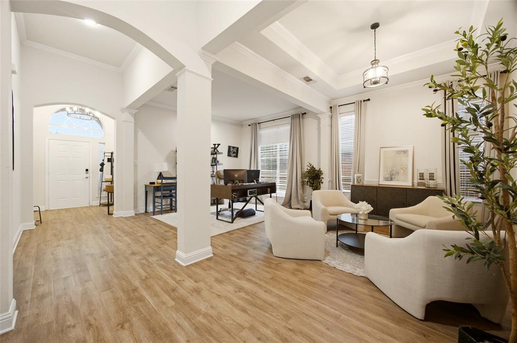 Step into a home that feels warm, welcoming, and designed for the way you live. This beautiful 4-bedroom, 2-bath home features a spacious open great room that serves as the heart of the home, offering endless possibilities to fit your lifestyle. Create a dedicated home office, a wellness or fitness area, a cozy sitting lounge, a play space, or a combination of all three while still enjoying plenty of room for gathering with family and friends. Whether you're working from home, practicing yoga, or hosting game night, this flexible space adapts to your needs.

The kitchen flows  into the main living area, making it easy to stay connected while entertaining or enjoying everyday moments. The private primary suite provides a peaceful retreat, while three additional bedrooms offer versatility for family, guests, hobbies, or additional workspace.

Step outside to the pergola-covered patio, a great spot for morning coffee, weekend barbecues, or relaxing evenings outdoors. Located in a friendly, family-oriented community, residents enjoy access to a neighborhood pool and playground. With the local school just a short walk away, convenience is built into everyday life.

5 minute walk to the local high school, 5 miles to shopping center, 10 miles to historic McKinney, and 14 miles to Allen Outlet. Combining comfortable living spaces, modern style, and a location that supports an active lifestyle, this home is ready to welcome its next chapter.