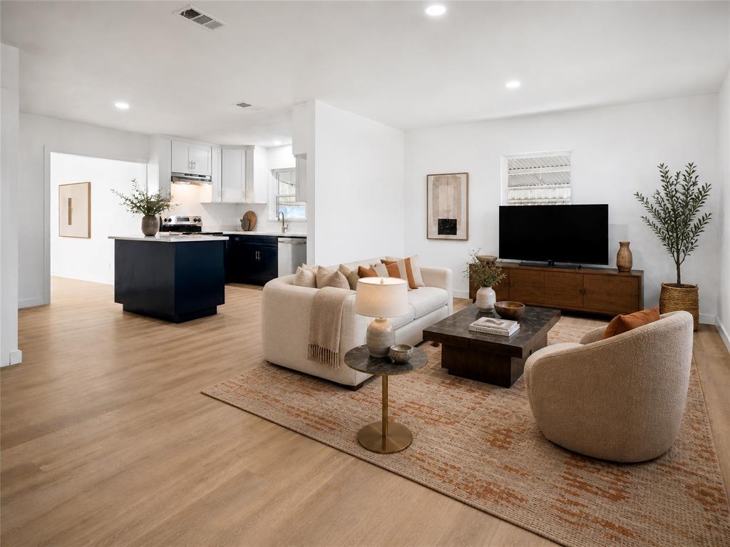 Discover this beautifully updated, spacious 4 bed, 2 bath home in a prime Dallas location with a BONUS 1 bedroom, 1 bathroom detached accessory dwelling unit, perfect for multi-generational living, guest quarters, hang out space or rental income investment opportunity! The newly updated main house features 1337 sq ft, four bedrooms, two fully renovated modern bathrooms, open living and kitchen with large island, new flooring, windows, stainless steel appliances, and stunning quartz countertops. Every detail, from fixtures and sinks to lighting, delivers quality and style. The completely renovated guest house has approx 300 sq ft of living space including a full kitchen, large bathroom with gorgeous shower and private entrance. The property offers ample parking with a circular drive and covered carport. Whether you’re seeking a spacious family home or an opportunity for additional rental income, this property delivers exceptional value and versatile living options. Walking distance to the neighborhood elementary school. Private backyard views. Convenient access to shopping, dining, hospitals, the arts district and major Dallas attractions.