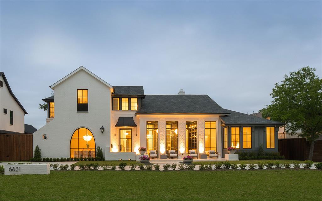 New construction by Heritage Blue Homes, this custom Preston Hollow quintessential transitional stunner is nestled on a 100x165 lot & near shopping & restaurants at Preston Royal-Forest & NorthPark. With impeccable chic interiors & state-of-the-art amenities, the glamorous open floor plan boasts soaring 11 & 13ft ceilings downstairs plus floor-to-ceiling windows yield light on the white oak hardwoods. From the gorgeous lacquered cabinetry & premier appliances in the chef’s marble island kitchen open to the morning room & living room to the exquisite marble, quartzite & artistic tile finishes, this home has a wealth of amenities to offer. The glamorous entertaining areas are ideal for hosting large events & open to 1163 SF of terraces. The downstairs primary suite is a dream with its cathedral ceiling & spa-like marble bath. Don’t miss the show-stopping library, wet bar, downstairs guest suite plus upstairs game room. A sparkling pool illuminates the landscaped backyard at night. 3-car.