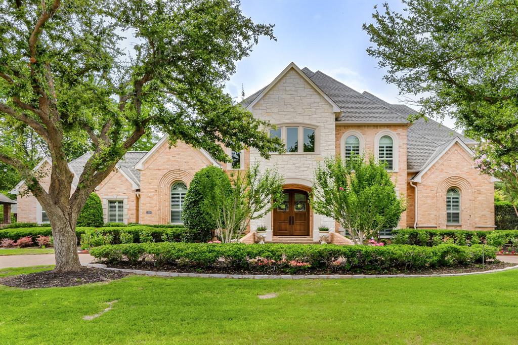 Stunning and timeless architecture with transitional style and warmth on a unique one of a kind lot, in the highly desirable Bent Creek of Timarron. Light and bright open entryway, updated wood staircases, many windows bring in natural light, new chandeliers and ceiling fans throughout. Oversized master suite, fireplace, private door to the backyard and an amazing closet. Kitchen and living room completely updated, stone fireplace, wood beams, oversized island with coffee, wine bar, two mini wine frig. Mud room, dog door, dog run. Laundry and craft room offers much storage, additional refrigerator and sink. Upstairs has a new media room, three bedrooms, each with their own updated ensuite, new carpet throughout entire home. Outdoor living offers much privacy with lavish pool, spa, outdoor living and entertaining, beautiful trees and landscape surround. Circle drive along with private gated side drive with plenty of space for parking and five car garage. Truly, a one of a kind.