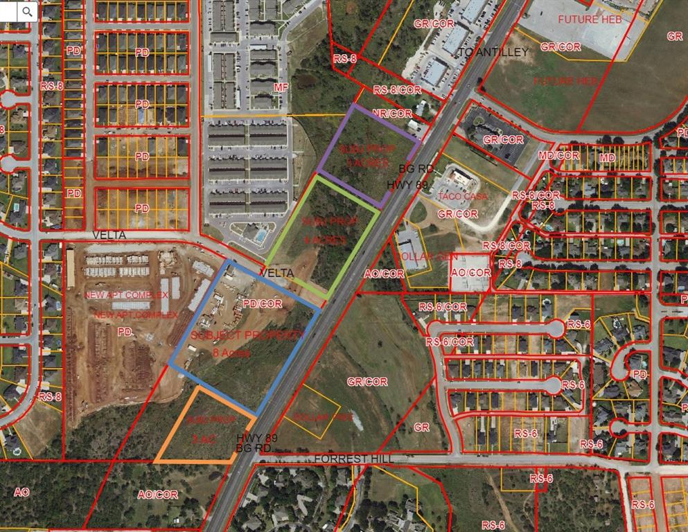 Owner Finance Option.  Large Retail Development Tract ready for a Strip Center, Individual Pad Sites, Self Storage, Office.Warehouse, Mixed-Use.  Zoned GR with all utilities to the site and ready to Build.  Surrounded by new Retail, Multi-Family, and Single Family Homes.  Tract 3 on the attached Site Plan