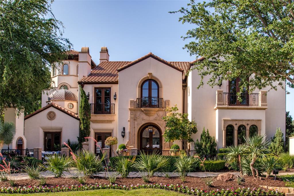 Exceptional Mediterranean-style home with casita built by Simmons Estate Homes. The attention to architectural detail in this home is a rare find. Arched windows and doors frame gorgeous views of two ponds that provide privacy and tranquility. The floor plan flows with open space between the kitchen, dining room, living room, and loggia. Spacious kitchen with large center island and perfectly appointed caterer's kitchen. The great room and loggia are separated by a wall of glass doors that pocket and disappear into the wall. First floor game room. Formal sitting area and study with double-sided fireplace. Wine grotto with doors to private terrace overlooking the pond. Casita has bedroom, bathroom, fitness room. Upstairs is an enormous family room with French doors to the screened balcony with built-in daybeds. Media room with golf simulator. Please see the Features & Highlights sheet for details, too many to list. We invite you to schedule a private tour of this noteworthy property.