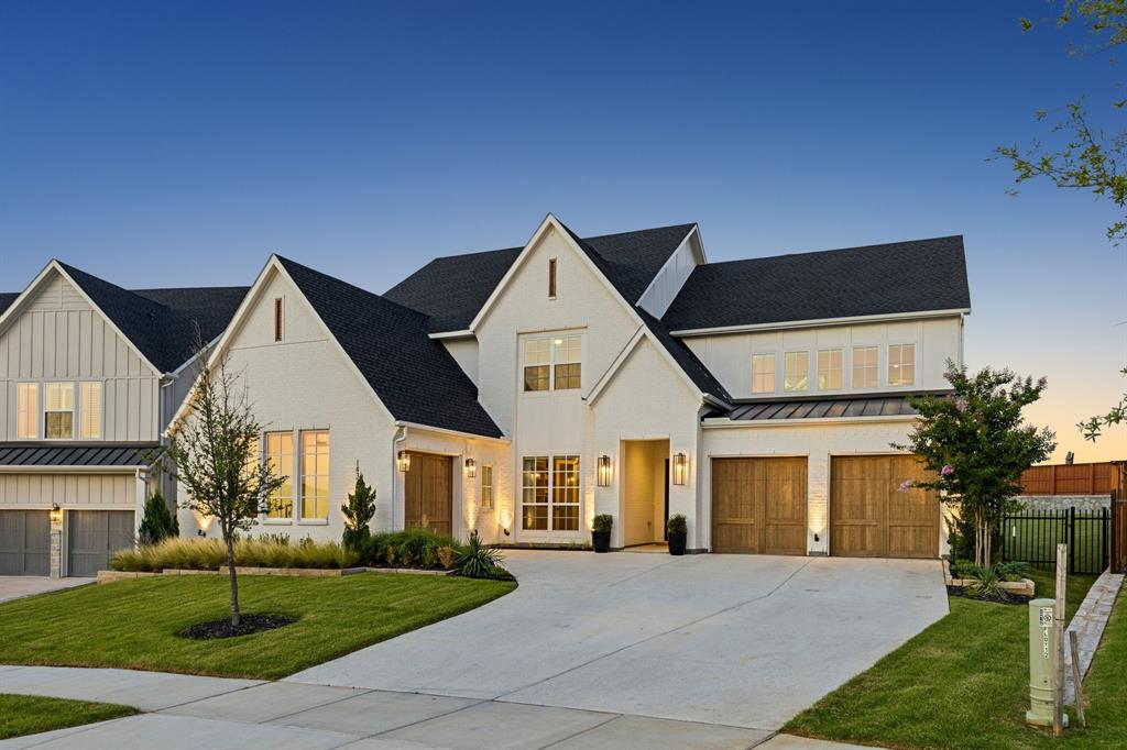 Nestled in the heart of the highly desirable PGA Fields Brookside neighborhood, this exceptional residence sits on a rare one third acre greenbelt lot, one of only a select few homes in the community with this premier setting and expansive open-space views. With 5 bedrooms, 5.5 baths, and premium finishes throughout, this home perfectly blends luxury, comfort, and functionality. Enjoy the unique advantage of open green space directly in front of the home and breathtaking greenbelt views from both the covered patio and upstairs balcony, creating a sense of privacy and tranquility rarely found in the neighborhood. The gourmet kitchen features elegant waterfall countertops, a paneled Sub-Zero refrigerator, and seamless flow into the spacious family room highlighted by custom built-ins and a striking cast stone fireplace. The primary suite offers a serene retreat with a freestanding soaking tub, frameless glass shower with double shower heads, and a large custom walk-in closet. Designed for flexibility, the home includes a media room, private office, and guest suite downstairs, plus a loft, workspace, and flex room upstairs, ideal for modern living. Outdoor enthusiasts will appreciate the miles of walking and biking trails throughout the community, with trail access conveniently located just outside your backyard. These scenic pathways connect directly to the PGA Fields Golf Course and the highly anticipated Fields West development, bringing future shopping, dining, and entertainment just moments from your door. Step outside to the covered patio for outdoor entertaining, or take advantage of the extended 3-car garage with abundant storage space. This home truly has it all, a rare greenbelt setting, luxury finishes, exceptional indoor-outdoor living, and one of the most desirable locations within PGA Fields. Also has resort style amenities including 2 pools overlooking the lake, fitness center, tennis and pickleball courts and club house. Photos at Fields Frisco website.