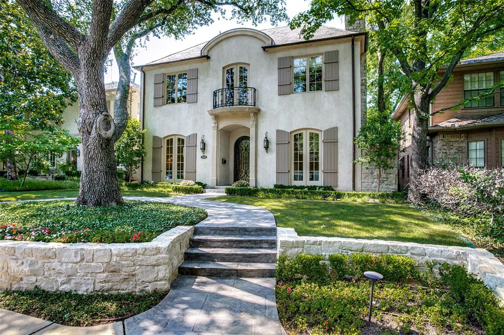Sophisticated Transitional French Style home, built by Steve Hughes. Totally redone with designer finishes throughout.  Dual staircases, 2 powder baths on the first floor, gourmet kitchen with hand-selected Taj Mahal Quartzite slabs, custom colored Pratt and Larsen Porcelain Backsplash tile. Beamed ceilings in den and kitchen, beautiful marble foyer, 2 stone fireplaces Backyard is artificial turf with new EVO built-in grill. 2nd floor includes en suite bedrooms, a large master with new Carrara marble in the bathroom, and walk-in a closet with a wardrobe island. The 3rd floor flex room has a full bath. New custom window coverings, and fixtures throughout.Walking distance to Katy Trail and Armstrong Elementary. Buyer and Buyer's agent to verify all information herein.