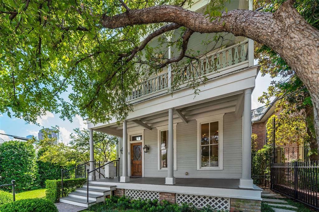 Beautiful must see Victorian in the historic State Thomas neighborhood of Uptown. Built in 1899 and lovingly maintained, this home is zoned for residential or commercial use. Currently being used for residential, the welcoming 1st floor has formal living with fireplace and pocket doors. Updated kitchen is equipped with Sub Zero refrigerator and Aga range surrounded by informal living and dining. A hidden staircase behind the bookshelf leads down to a wine room with built-ins and fireplace for more entertaining space. 3 sets of French doors lead out to a covered porch with ceiling fan and turfed backyard.

The 2nd floor is currently configured with 4 offices, half bath and laundry, but plans are available to convert it to 2 bedroom or 3 bedroom on that level. See documents in the transition desk. The 3rd floor is a bedroom with ensuite bath and balcony.

An additional 638sf includess a guest house with fireplace and full bath, plus a 2 car carport with additional space above perfect for office or living. No garage but space for 4 cars total, 2 covered. Walking distance to Whole Foods and all the shopping and restaurants Uptown has to offer.