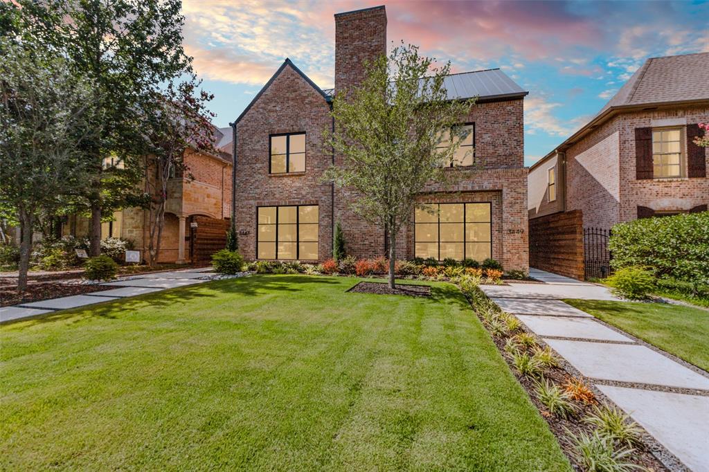 New Construction by Barnett West Custom Homes in prime University Park location with a soft contemporary-transitional finish and open floorpan. Stylish elevation with handsome brick exterior and large windows is accented by the pitched roof with standing seam detail. The first floor hosts the main living and dining areas with a large open kitchen-living-dining concept. The well-equipped kitchen features stainless appliances including a gas range, built-in refrigerator and a large center island. The spacious living room is accented by high ceilings, a fireplace, and glass doors to the patio and side yard. The courtyard with composite decking provides a wonderful place to enjoy the outdoors along with side yard and synthetic grass. The 2nd floor features the primary owner's suite with luxury bath and dual closets along with two additional ensuite bedrooms and utility room. The 3rd floor holds the 4th bedroom suite which could also be utilized as a game room or other flex space. This home offers form and function for everyday living and is an excellent opportunity in the highly acclaimed HPISD with an enviable location that is walking distance to SMU, HPMS, Snider Plaza, and the beautiful green spaces of the Park Cities.